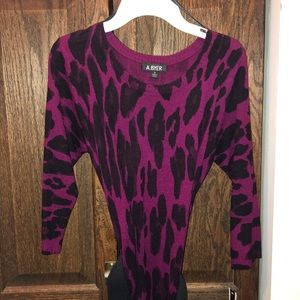 Magenta leopard print sweater dress